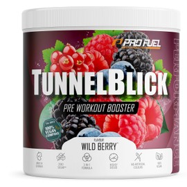 Pre-Workout Booster Wild Berry - 360 g - Incredibly Delicious - TUNNELBLICK Training Booster with Citrulline, Beta-Alanine, Taurine, Caffeine & Guarana - Optimal High Dose - Made in Germany - 100% Vegan
