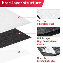 Aggsound 236mil Car Heat Shield Sound Insulation Mat Automotive Noise Deadening Thermal Barrier Self Adhesive Backed Blanket, Fiberglass Reflective Material High Protection Hood, 6mm 6sqft