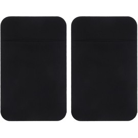2 Pzas Tarjetero Adhesivo para Celular, Billetera Elástica de Tela para Parte Trasera del Teléfono, Funda Autoadhesiva Universal para Tarjetas de Crédito e Identificación (Negro, 9.5x6x0.2cm