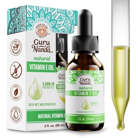 GuruNanda Pure & Natural Vitamin E Oil for Skin Face Nails 5 000 IU with D-Alpha Tocopherol MCT Oil Non-GMO Vegan to Help Improve Absorption 2 Floz Size / 피부 얼굴 손톱을 위한 구루난다 퓨어 & 내추럴 비타민 E 오일 D-알파 토코페롤 MCT 오일이 함유된 5 000 IU 흡수력 향상에 도움을 주는 비-GMO 비건 2 Floz Size