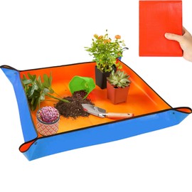 HeartfeltYIre Potting Repotting Mat for Indoor Large Thickened Foldable 39.5x39.5 in Plants Portable Waterproof Square Foot Gardening Grid Tray for Live Pots Transplanting and Soil Dirt Control Mix