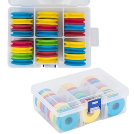 Dr.Fish Set of 24 Fishing Rig Winders in Tackle Box EVA Foam Holder Assorted Colours for Sea Fishing Carp Fishing Coarse Rigs