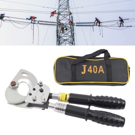 Cable Cutter Spring Steel, Cutter Heavy Duty Wire Cutter Tool with Handles up to 5.9 inches, Single Gear Rachet Cutters up to 300mm2 (J40A)