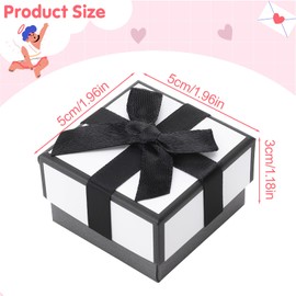 12 Packs Jewellery Ring Gift Box Small Gift Boxes and Gift Bags, 5x5x3 CM White Kraft Gift Box Ring Earring Gift Boxes with Lids for Birthday Valentine's Day