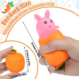 4 Pcs Bunny Squeeze Toys, Easter Gifts for Kid, Pop up Carrot Bunny, Rabbit Squeeze Ball, Party Favor Gifts for Children Easter Basket Stuffers (Pink,White)