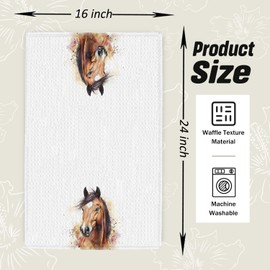 Farmhouse Horse Kitchen Dish Towels, Gifts for Horse Lovers Women Men, Rustic Stallion Animal Decorative Hand Tea Towels for Kitchen Bathroom, 16x24 Inch