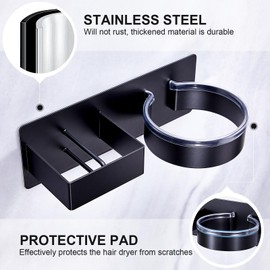 WAYASI Hair Straightener Holder Wall Mounted Blow Dryer Holder, Blow Dryer and Curling Iron Holder, Bathroom Hair Dryer Straightener Holder, Salon Hair Tools Organizer Storage (Black)