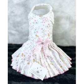 Pet Dog Cat Harness Everyday Dress Washable (S, Flowers and Birds)