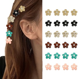 Hair Clips, Set of 24, Mini Flowers, Small Clips, Hair Claws, Cute, Hair Accessories, Hair Ornaments, Bangs Clips, Hairpins, Girls, Women's, Round Flowers