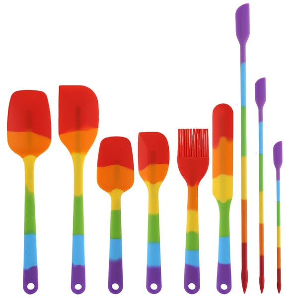9Pcs Silicone Spatula Set,include Jar Spatulas for Scraping,BPA free,cookware safe
