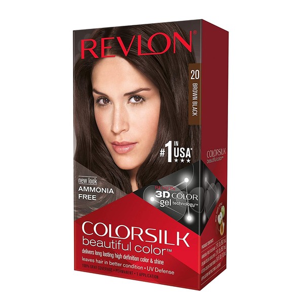 Revlon ColorSilk Hair Color, 20 Brown Black 1 ea