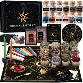 Wyspell Large Witchcraft Kit 77 PCS - Witch Altar Spell Set - Wiccan Supplies and Tools - Witch Set for Beginners Witchcraft Supplies Kit (Herbs Type 2)