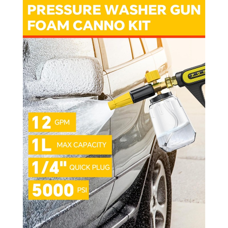POHIR 5000 PSI Pressure Washer Gun with Cannon, Power Washer