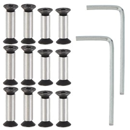 AHANDMAKER 12Pcs Knife Handle Bolt Rivets, with 2Pcs Hexagon Wrench, 2 Sizes Screw Fastener Nut DIY Material, 5mm Knife Screws Knife Making Supplies Blind Rivets for Knife Handles