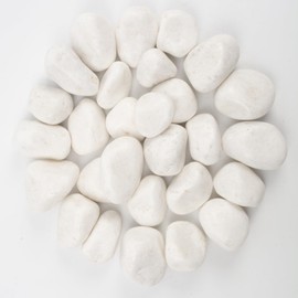 LOOIOOJ 40 lbs White Polished Decorative Stones, 2-3 Inch Polished Rocks, Perfect for Outdoor Gardens, Pathways, Potted Plants, Vase Fillers, and Home Decor (Pure White, Weight: 40 LB)