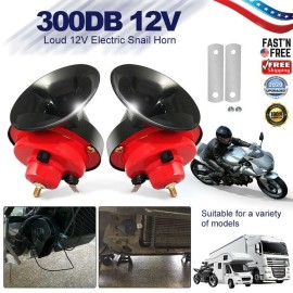 Unbranded 2x 12V 300DB Super Loud Train Horn Waterproof Motorcycle Car Truck SUV Boat Red