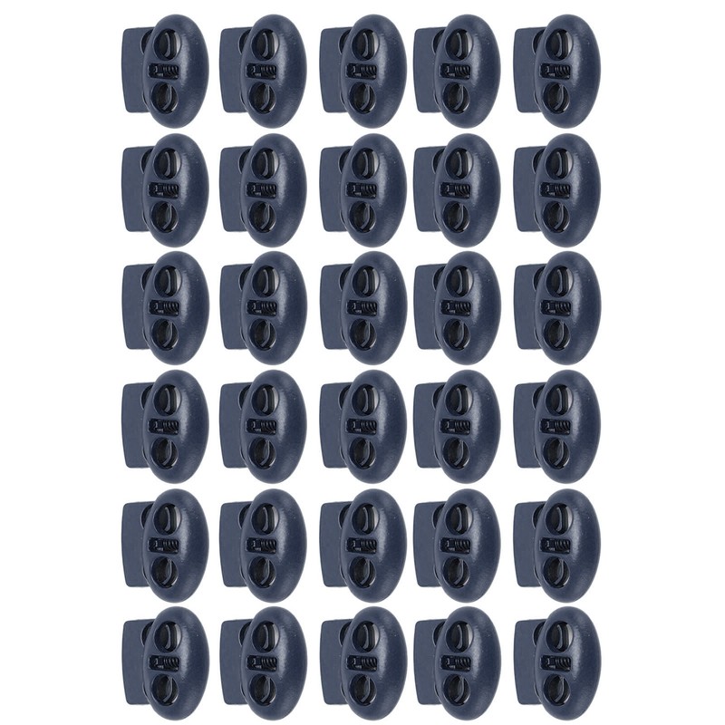 30pcs Metal Cord Lock End Toggle Double Hole Spring Stopper