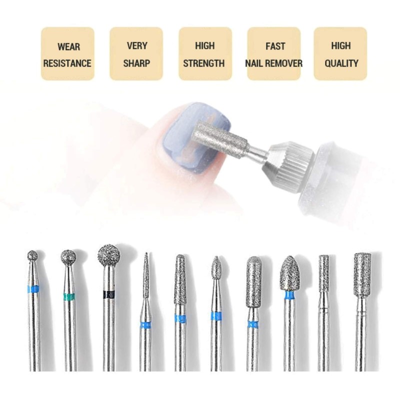 Set of 10 Professional Diamond Cutter for Nail Caps, Strands,
