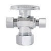 Eastman Quarter-Turn Dual Outlet 3-Way Stop Valve, 3/8 x 1/4