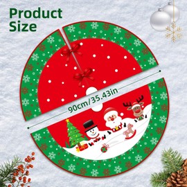 RUNMKUO Christmas Tree Skirt, 90 cm Christmas Tree Skirt, Red Knitted Christmas Tree Skirt, for Home, Christmas Party, Christmas Tree Decoration, Christmas Tree Skirt