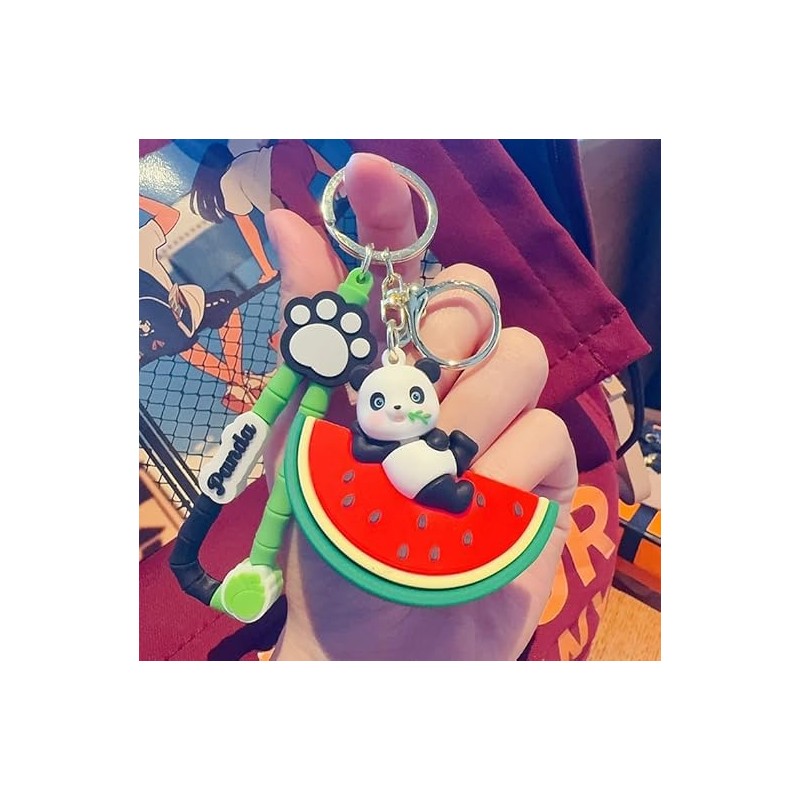 xutao Cute Panda Watermelon Keychain Cartoon Animal Fruit Keychain Panda