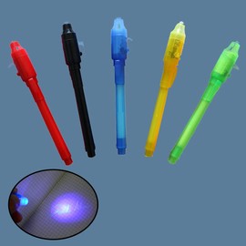 BAOSROY Magic Pens, 5 Pieces Secret Pen, Secret Pen with UV Light, Invisible Pen Spy Pen, Magic Pens Children, Invisible Writing for Children, Children's Birthday Party Favours