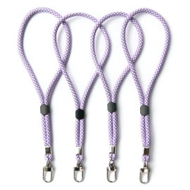 trage.band® Short Adjustable Wrist Strap with Carabiner Hook, Pack of 4, White/Purple
