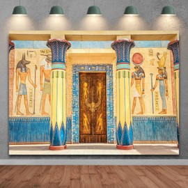 SADFA Egyptian Backdrop 7x5ft Ancient Egyptian Temple Pharaoh Hieroglyphic Photography Backgrounds Wall Mural Ancient Egypt Theme Party Decorations Photoshoot Booth Props