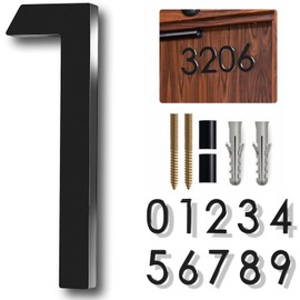 Floating Shadow House Number for Outside - Large 5 Inch Modern House Numbers with Nail Kit Black Acrylic Outdoor Address Sign for Home Garden Door Mailbox Decor, 911 Visibility Signage (1)