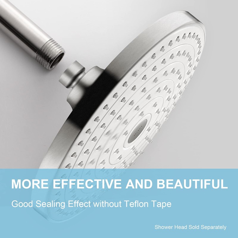 OFFO Shower Straight Arm with Flange 24 Inches Brushed Nickel