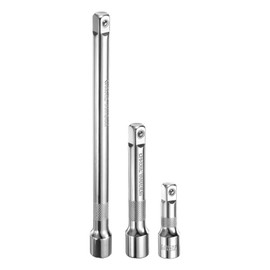 sourcing map 1/2" Drive Impact Extension Bar 3" 5" 10" Chrome Vanadium Steel Extra Long Socket Wrench Extender Square Drive Socket Driver Handle for Loosening and Tightening Silver 3-Piece Set