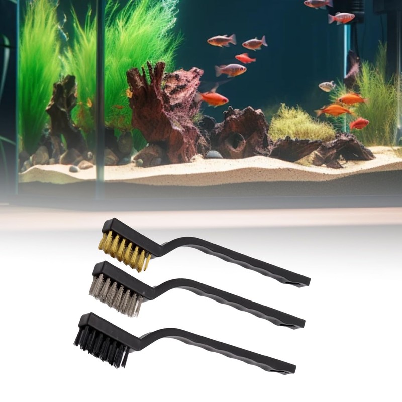 HAICN 3Pieces Fish Tank Cleaning Brush Copper Wire Replaceable Fish