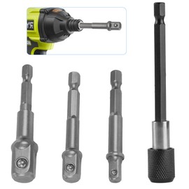 3 Impact Socket Adapter Set & 1/4 Hex Extension Bar, 1/2 1/4 3/8 Impact Driver Socket Adapter, Impact Adapter Square Socket Bit, 3/8 Impact Extension Socket Driver Bits for Automotive Tools for Men