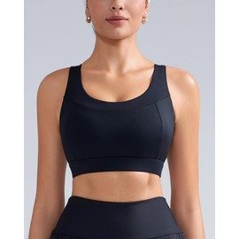 RUNNING GIRL Sports Bras for Women High Imapct, Adjustable Straps Molded Cup Sports Bra High Support Workout Yoga Bra(WX3115Black,XL)