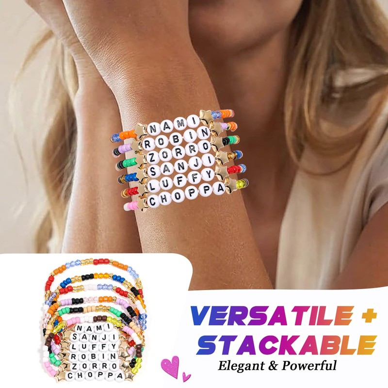 AICase per regali One Piece Merch,6 braccialetti dell'amicizia