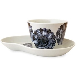 J-kitchens Hasami Pottery Coffee Cup & Saucer, Made in Japan Gerbera