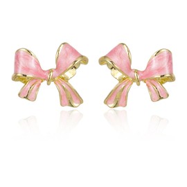 Pink Bow Earrings for Women Pink Bow Stud Earrings Dainty Earrings Pink Bow Earrings Stud Pink Studs