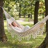 Canvas Tassel Hammock Bohemian White Double 2-Person — GRSECPO