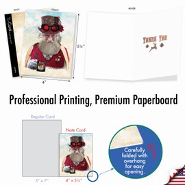 The Best Card Company Steampunk Holidays - 20 Assorted Boxed Christmas Thank You Note Cards with Envelopes (4 x 5.12 Inch) - Cloaked and Bedecked in Futuristic Finery AM2919XTG-B2x10