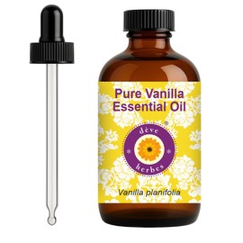 dve herbes dve herbes Vanilla Essential Oil (Vanilla planifolia) with Glass Dropper | Pure | Non-Sticky | Non-Greasy | Lightweight | Men & Women | All Skin Types | Steam Distilled 120ml (4 oz)