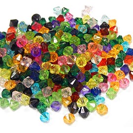 400 Plastic Beads, Acrylic Beads, Plastic, 8 mm, Bicone Colourful Mix Beads, Pack of Beads for Threading for DIY Jewellery Making