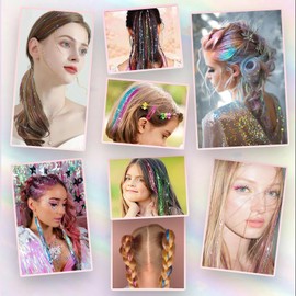 Hair Tinsel Kit (48 Inch,12 Colors, 3600 strands), Fairy Tinsel Hair Extensions with Tools - Glitter Hair Tinsel Kit Heat Resistant Accessories for Girls Women Kids Christmas New Year