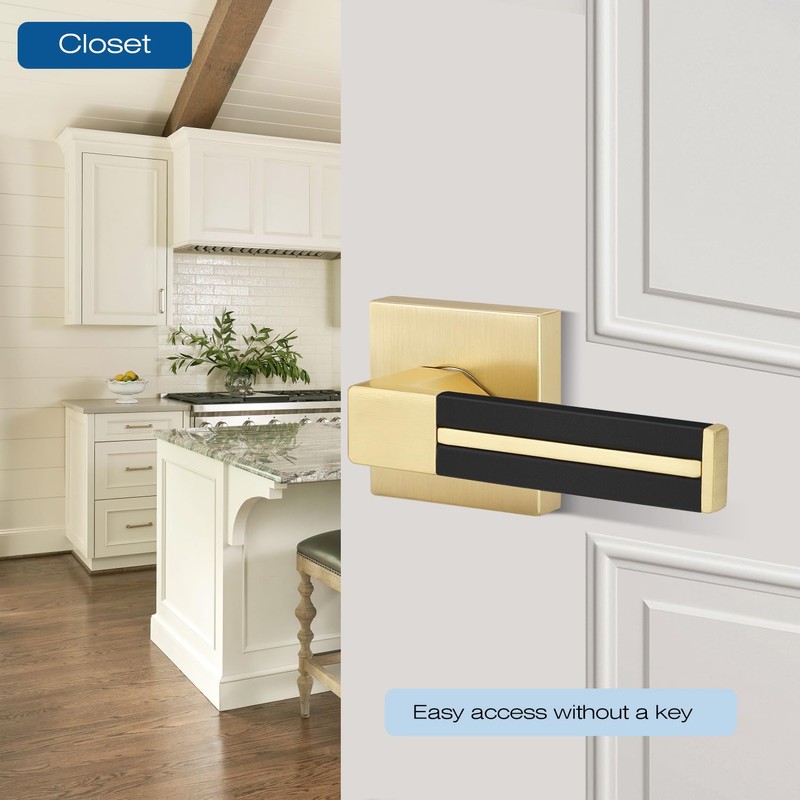 EHOMEWARE 5 Pack Gold Door Handles, Privacy Door Levers for