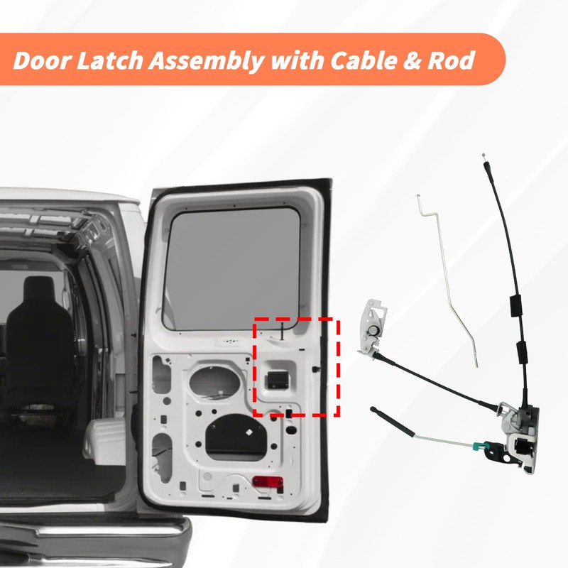 Blycorul Rear Door Latch Assembly with Cable & Rod, Right