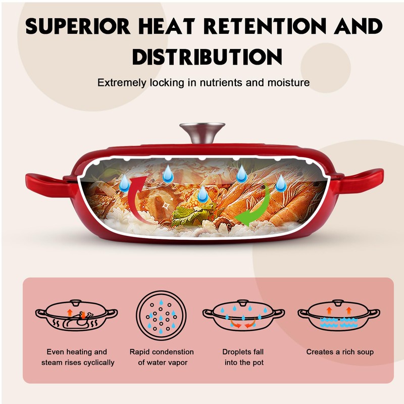 Overmont Enameled Cast Iron Dutch Oven - 3.8 Quart Dutch