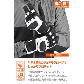 Daytona Motorcycle Gloves, Summer Mesh, Genuine Leather (Goat Leather), Hard Protector, Smartphone Compatible, Comfort Airflow, Mesh Gloves, DG-008, Black/White, Size XL, 45916