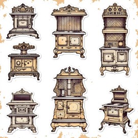 Cardstock Die Cut Antique Stove (10) Cut Outs 5.5 Inc