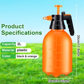 Nuogo 3 Pcs Handheld Pump Sprayer, 0.5 Gallon Manual Garden Sprayer Orange Pressure Sprayer Pump Spray Bottle with Adjustable Brass Nozzle for Lawn Plants Weeds Spraying Watering