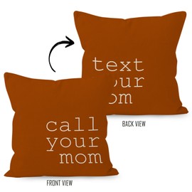 Liosei Call Text Your Mom Reversible Linen Throw Pillow Covers 18 x 18 Inch, Son Daughter Freshman Graduation Gifts Decorative Pillow Covers for College Dorm Classroom Living Room Couch (Orange)