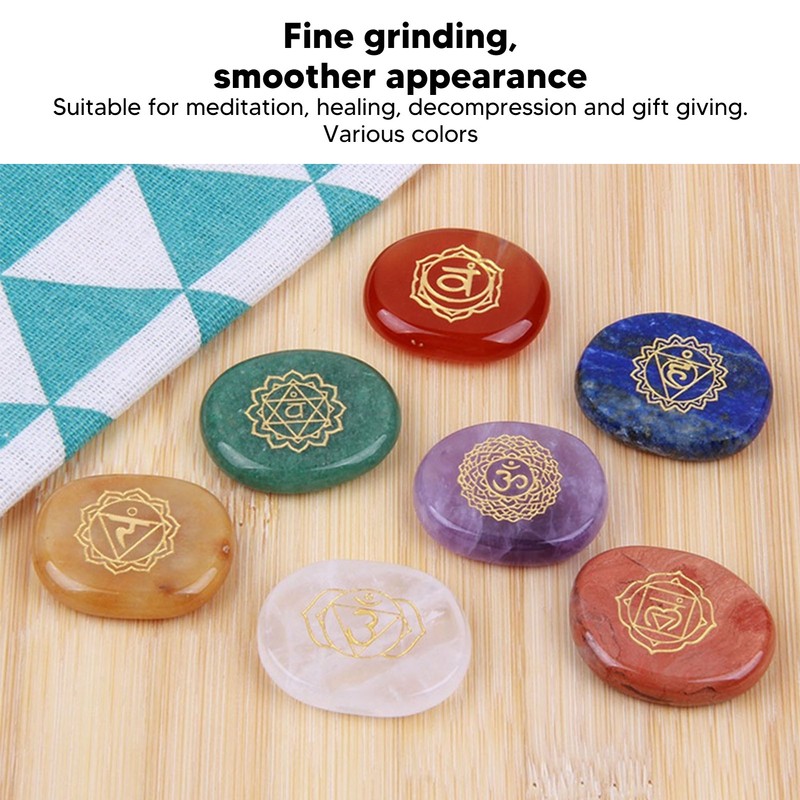 7 Pcs Rune Stones Set Different Color Smoother Yoga Stone
